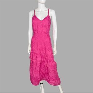 Sam Edelman Pretty Pink Embroidered Eyelet Ruffle Sundress